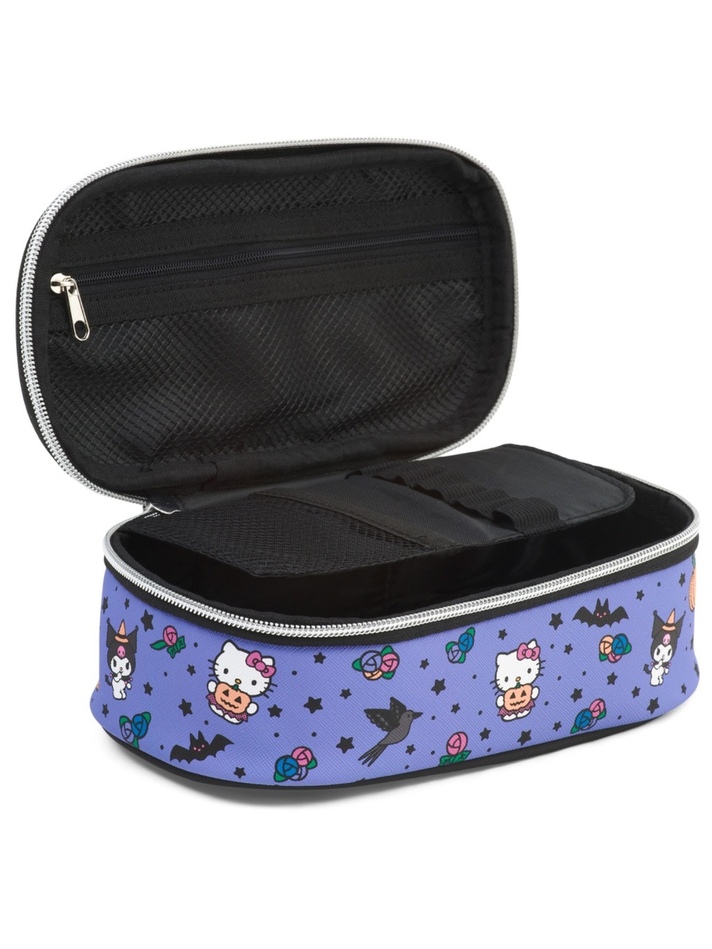 NWT Sanrio Nevermore Halloween Pencil Pouch Cosmetic Case Hello Kitty & Kuromi